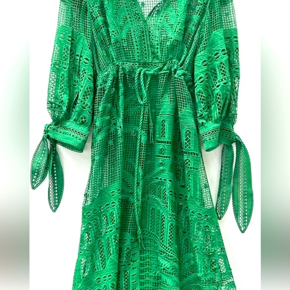 House Of Harlow 1960 Dress Green Guipure Lace Maxi Floral - Picture 6 of 10
